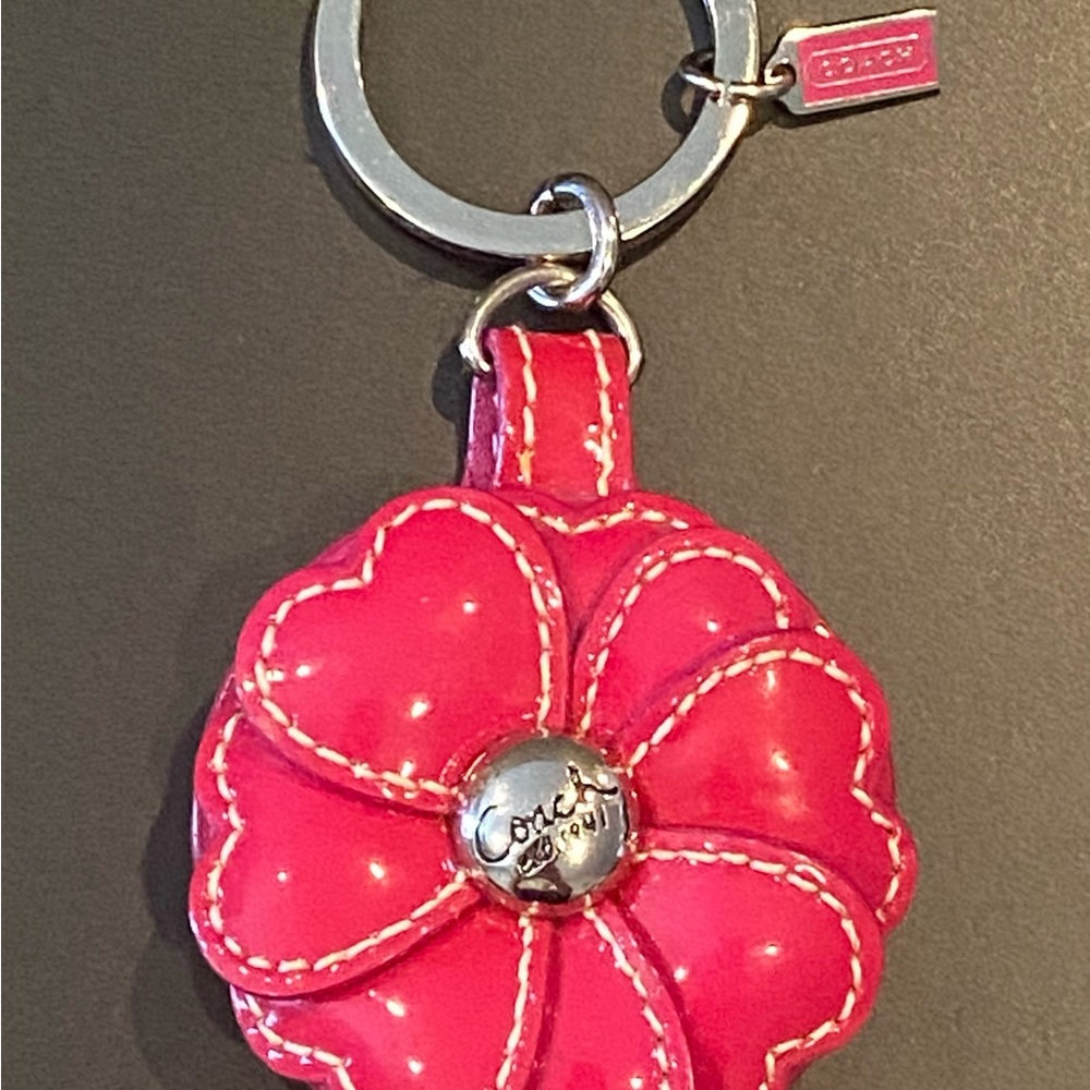Coach Bright Pink Floral Keychain
